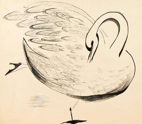 Banting (John) Swan in Shoe: Banting (John, 1902-1972) Swan in Shoeblack ink on wove paper, 400 x 400mm, in good condition, framed and glazed.