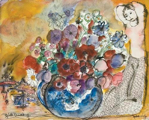 Corbett (Lydia [Sylvette David]) The Harbour: Corbett (Lydia [Sylvette David], b.1934) The Harbour,pen and ink with watercolour, 405 x 500mm., signed Lydia Corbett, lower right, and Sylvette David, lower left, unframed. ***Born Sylv