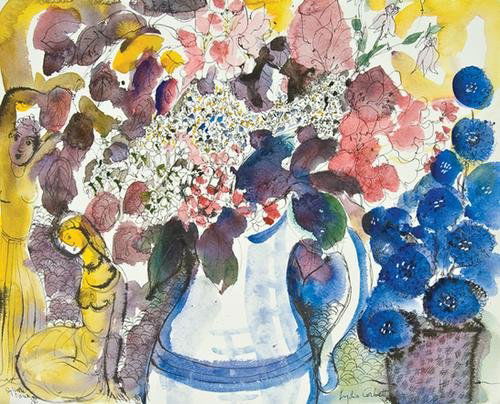 Corbett (Lydia [Sylvette David]) The Harbour: Corbett (Lydia [Sylvette David], b.1934) Corn Flowers,pen and ink with watercolour, 405 x 500mm., signed Lydia Corbett, lower right, and Sylvette David, lower left, unframed.