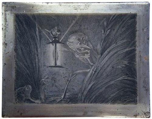 Cruikshank (George) Original Etched Steel Plate fo: Cruikshank (George) Original Etched Steel Plate for Jack o' Lantern, some oxidisation, 177 x 215mm., S. Knights, 1831. ***Engraved by John Mills in 1831, this etched steel plate was use