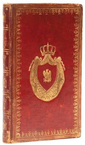 Binding.- Napoleon's arms: Binding.- Delille (Jacques) La Pitié,4 engraved plates, contemporary calf, gilt rules on covers, 'MALMAISON' on upper cover, worn, spines missing, lower cover damaged, Paris, 1803 § Comptes Re