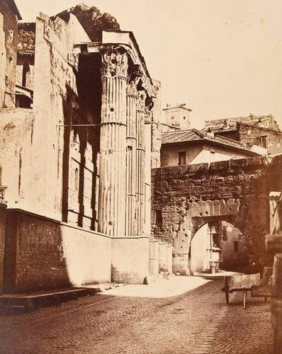 Anderson (James) Rome, columns and arch: Anderson (James) Rome, columns and arch,albumen print, 395 x 310mm. (15½ x 12in.), on original card mount with the photographer's partial blindstamp in the worn bottom right corner, 1