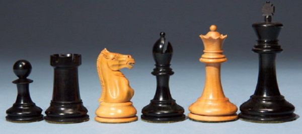 JAQUES BOXWOOD AND EBONY STAUNTON CHESS SET, cir