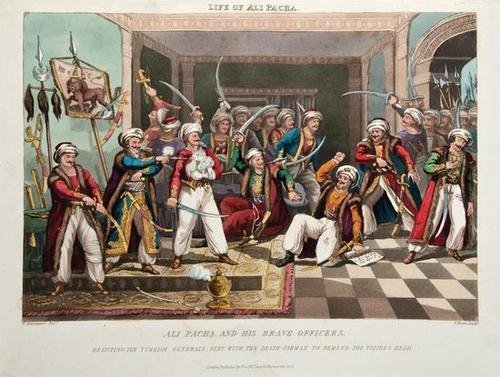 Davenport.Hist.Portraiture..Life of Ali Pacha: Davenport (W.) Historical Portraiture of Leading Events in the Life of Ali Pacha, Vizier of Epirus...,first edition, half-title, 6 fine hand-coloured aquatint plates by G.Hunt after W.Davenpor