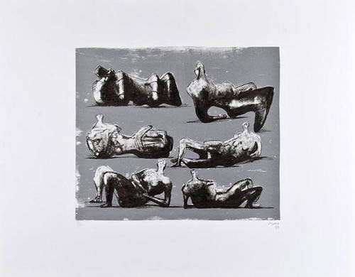 Henry Moore (1898-1986) Six Reclining Figures (C.2: Henry Moore (1898-1986) Six Reclining Figures (C.298)lithograph printed in colours, 1973, signed in pencil, numbered 32/100, on wove paper, with full margins, in goodcondition, 317 x 381mm (12