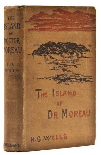 Wells (H.G.) The Island of Doctor Moreau: Wells (H.G.) The Island of Doctor Moreau,first edition, half-title with advertisement on verso, frontispiece, 33 pp. advertisements at end, some light browning, original pictorial cloth, rubbe