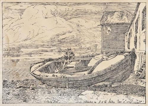 Cornelius Varley A boatyard sc: Cornelius Varley A boatyard scene Early pen lithograph 21.5 x 30 cm (8½ x 12 in) John and Cornelius Varley, 1809 With an engraved p