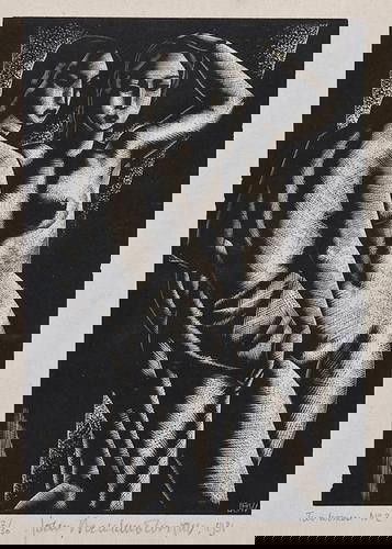 John Buckland-Wright (1897-1954), Two Women No.2 (: John Buckland-Wright (1897-1954), Two Women No.2 (c.b.w.m.L64), wood engraving, 1931, signed, titled and dated in pencil, numbered 22/30, printed by Aimee Jourde, Paris, on wove paper, with f