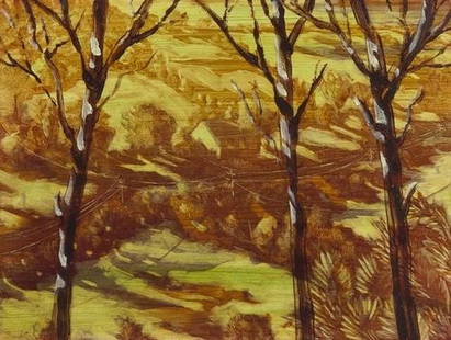 DDS Graham Crowley (b.1950), Rineen Trees 2, acryl: DDS Graham Crowley (b.1950), Rineen Trees 2, acrylic on board, 300 x 405mm (12 x 16in) IMPORTANT: This lot is sold subject to Artists Resale Rights, detail