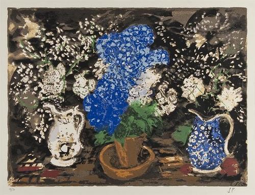 John Piper (1903-1992), Blue Hydrangea, silkscreen: John Piper (1903-1992), Blue Hydrangea, silkscreen printed in colours, 1990, signed in pencil, numbered 18/70, on wove paper, with full margins, 400 x 540mm (15.75 x 211/4in)