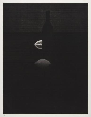 Yozo Hamaguchi (1909-2000), One Cherry, mezzotint: Yozo Hamaguchi (1909-2000), One Cherry, mezzotint printed in colours, 1958, signed in pencil, numbered 23/50, on wove paper, with full margins, 100 x 145mm (4 x 53/4in)