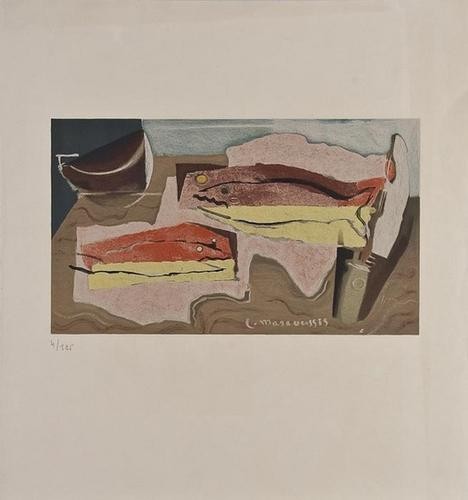 Louis Marcoussis (1883-1941), Nature Mort au Poiss: Louis Marcoussis (1883-1941), Nature Mort au Poisson, lithograph printed in colours, c.1930, numbered 4/125, on wove paper, with full margins, 240 x 410mm (9.5 x 161/4in)