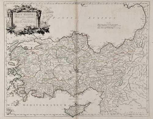 Robert de Vaugondy (Gilles & Didier) Asia Mino: Robert de Vaugondy (Gilles & Didier) Asia Minor in suas partes seu provincias divisa,from the Aegean to Mesopotamia, and the Black Sea to Cyprus, vignette title of ancient sarcophagus and