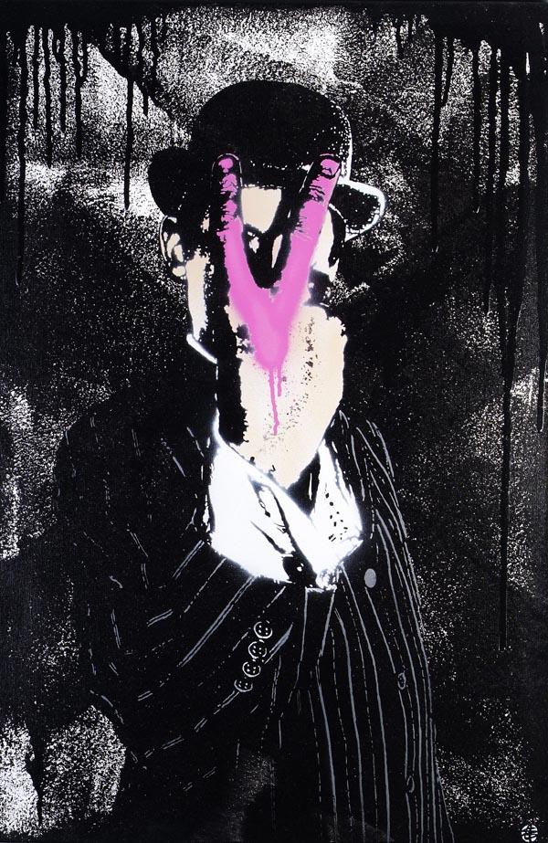 Nick Walker (British, b.1969) V For Vandal, 2008,: Nick Walker (British, b.1969) V For Vandal, 2008, Spray paint and stencil on canvas, This work is unique, Signed and dated on reverse, 90cm x 60cm (35 1/2in x 23 1/2in) Provenance: Private Co