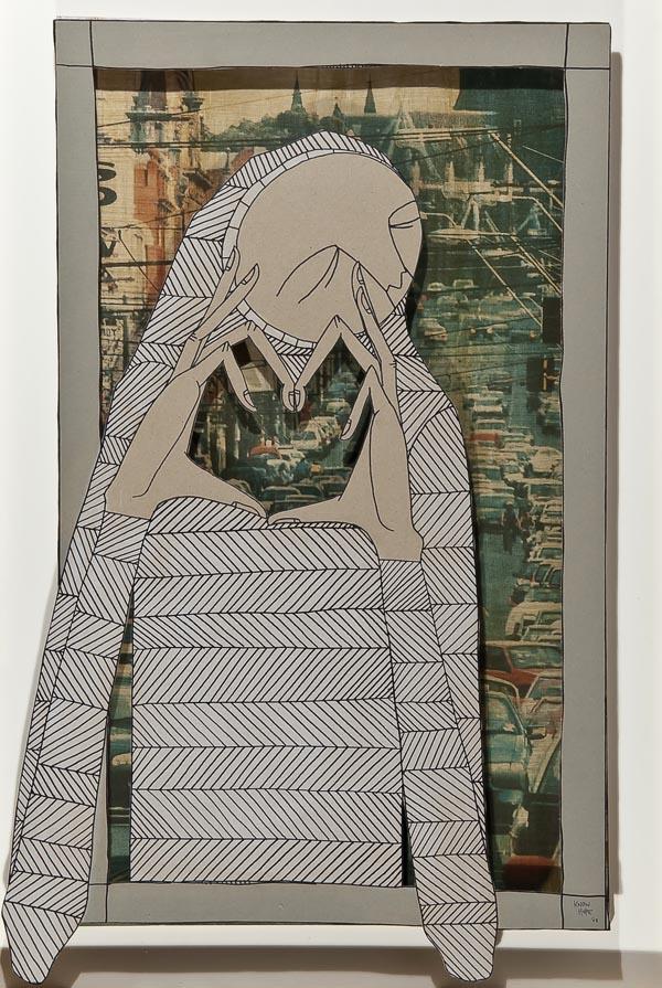 Know Hope (Israeli) Bless This Mess, 2008, Mixed m: Know Hope (Israeli) Bless This Mess, 2008, Mixed media on card, This work is unique, Signed and dated lower, 78.5cm x 48cm (31in x 19in) Provenance: Urban Angel Gallery, London.