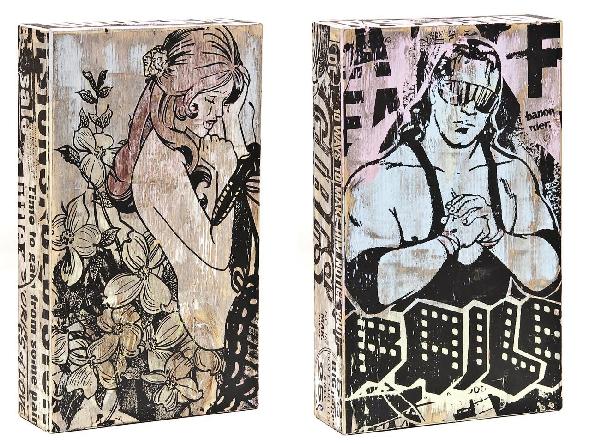 Faile (American) NYC Box 38, 2007, acrylic and sil: Faile (American) NYC Box 38, 2007, acrylic and silkscreen ink on six sided wooden box, This work is unique, Unframed, 51cm x 30cm x 10cm (20in x 11 3/4in x 4in) Provenance: Acquired by the ow