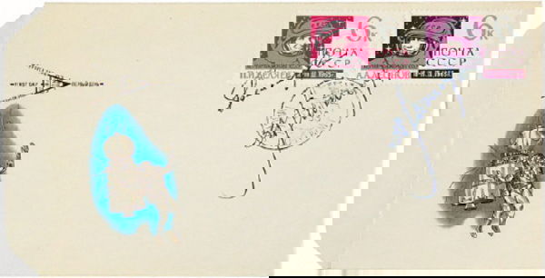 signed first day cover, signed on recto, 1965.: Voskhod 2.- Balyayev (Pavel), Leonov (Aleksei Arkhipovich), signed first day cover, signed on recto, 1965. ***Leonov was the first man to execute a space walk. Begining over Northern Su