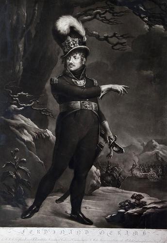 Johann Pichler Ferdinand Geramb: Johann Pichler Ferdinand Geramb,full-length military portrait after C. Hummel, mezzotint, 740 x 495mm., a few repaired tears in the title field, another at the right side just extending into t
