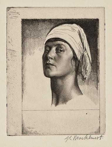 Gerald Leslie Brockhurst Aglaia: Gerald Leslie Brockhurst Aglaia,etching, 140 x 105mm., 6th state of 9, signed in pencil, lower right, and inscribed by Brockhurst '6th state GLB', 1 of only 3 impressions of this state, [1926]