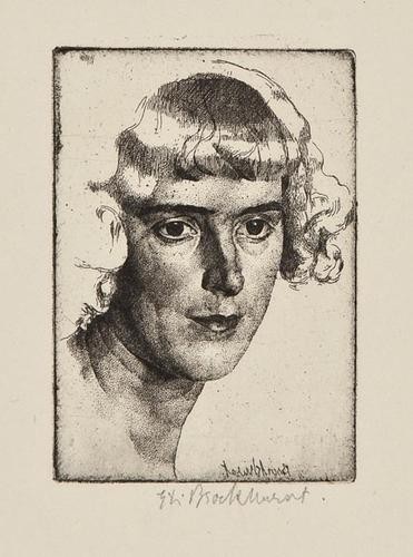 Gerald Leslie Brockhurst Amanda: Gerald Leslie Brockhurst Amanda,etching, 90 x 65mm., on laid paper, only state, signed in reverse in the plate, lower right, signed in pencil, lower right, 1 of 55 impressions, small area of s