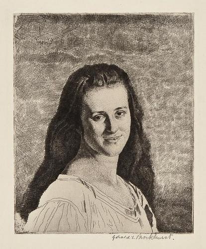 Gerald Leslie Brockhurst Anais I: Gerald Leslie Brockhurst Anais I,etching, 140 x 115mm., on laid paper, final state of 2, signed in pencil lower right, signed in reverse in the plate, upper left, 1 of 55 impressions, slight s