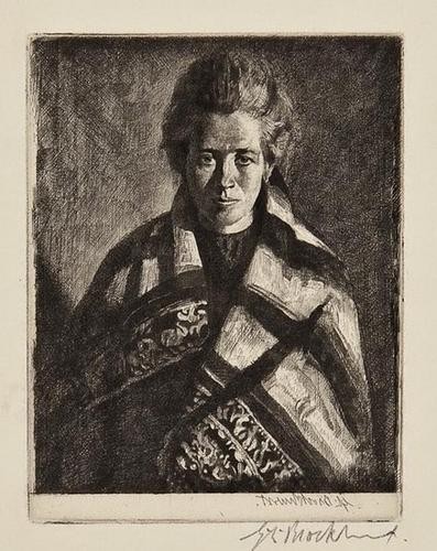 Gerald Leslie Brockhurst A Ballynakill Woman: Gerald Leslie Brockhurst A Ballynakill Woman,etching, 140 x 105mm., on laid paper, final state of 7, signed in reverse beneath the image in the plate, lower right, signed in pencil, lower righ