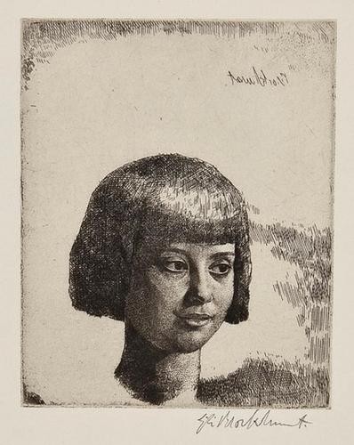 Gerald Leslie Brockhurst Clytie: Gerald Leslie Brockhurst Clytie,etching, 124 x 100mm., on wove paper, final state of 2, signed in reverse in the plate, upper right, signed in pencil, lower right, 1 of 55 impressions, hinged
