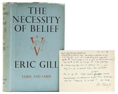 Gill (Eric) Work & Property &c: Gill (Eric) Work & Property &c,first edition, signed by the author at foot of title, illustrations by Denis Tegetmeier, with draft T.L.s. from Gill to the Editor of 'Blackfriars' magazine loos
