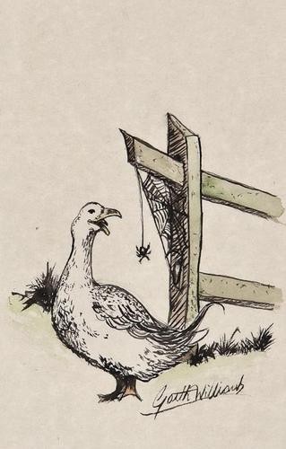 Williams (Garth) Gussy the Goose and the spider: Williams (Garth) Gussy the Goose and the spideroriginal pen, ink and watercolour drawing, signed by the artist, image 190 x 120mm., n.p., n.d.