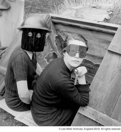 Lee Miller (1907- 1977) Models Wearing Gas Masks,: Lee Miller (1907- 1977) Models Wearing Gas Masks, 1940Toned gelatin silver print, printed later, archive blindstamp in margin, titled and dated with the Lee Miller archive stamp, signed in pe