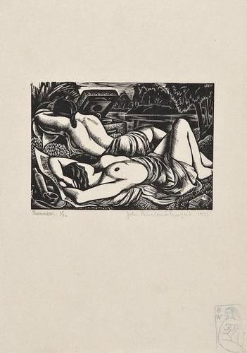 John Buckland-Wright (1897-1954) Summer (B.W. L95): John Buckland-Wright (1897-1954) Summer (B.W. L95)the rare wood engraving, 1933, signed, titled and dated in pencil, numbered 1/30, with the studio stamp verso, only 25 impressions printed, on