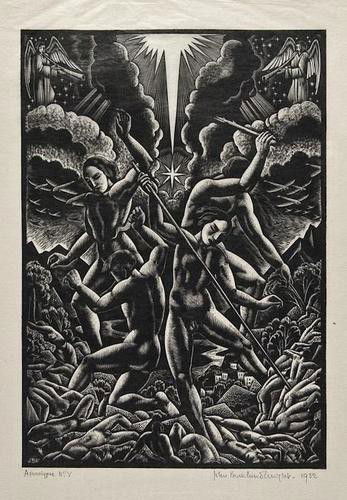 John Buckland-Wright (1897-1954) The Apocalypse of: John Buckland-Wright (1897-1954) The Apocalypse of St. John the Divine No I, III, IV, Vthe extremely rare group of four wood engravings, 1931-3, form the suite The Apocalypse of St. John the D