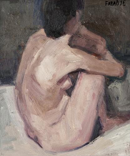 Eduardo Faradje (Argentinian, b.1957) Seated Nude: Eduardo Faradje (Argentinian, b.1957) Seated Nude oil on board, signed upper right, signed and dated 1998 on verso, 35.5 x 30.5 cm (14 x 12 in)