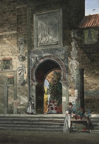 P. Fletcher-Watson (1842-1907) Gate of Pardon, Sev: P. Fletcher-Watson (1842-1907) Gate of Pardon, Seville watercolour and gouache, signed, titled and dated 1902, at lower right, 42 x 29 cm (16 1/2 x 11 1/2 in)