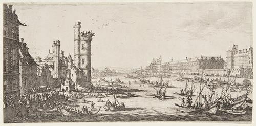 Jacques Callot Vue de Louvre etching, c.1630, on l: Jacques Callot Vue de Louvre etching, c.1630, on laid paper, signed in plate, lower left, [Lieure, 667],160 x 325mm., unframed Condition report: trimmed into the plate, both left and right,