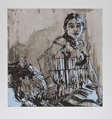 Swoon Argentina: Swoon ArgentinaSwoon (American, b.1977) Argentina etching with silkscreen printed in colours, 2008, signed in pencil, from the edition of 95, published by The Black Rat Press, London, with th