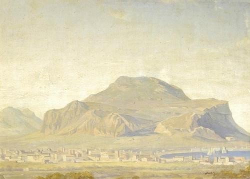 19th century Continental School A view of Palermo: 19th century Continental School A view of Palermo and Monte Pellegrino,oil on canvas, a possible indistinct signature lower right, 22 x 30.5 cm. (8 3/4 x 12 in). Condition report: Relined, wo