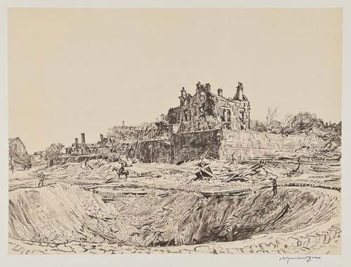 Sir David Muirhead Bone War Drawings: Sir David Muirhead Bone War Drawings,from a limited edition of 50 sets, 46 only (of 60) tinted lithographs, all signed by the artist, 1917, some mounted, others loose in 5 original printed wra