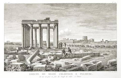 Louis Francois Cassas Groupe de Seize Colonnes A P: Louis Francois Cassas Groupe de Seize Colonnes A Palmyre,Temple Circulaire A Ba' Albek, from Voyage Pittoresque de la Syrie, de la Phonicie, de la Palæstine, et de la Basse-Ægypte, engravings,