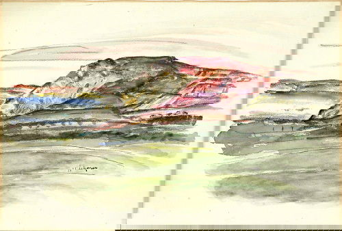 Henri Lebasque (1865-1937) paysage - rectoarbres: Henri Lebasque (1865-1937) paysage - rectoarbres - verso signed rectowatercolour over conté crayon on paper recto; pencil on paper verso31.2 by 46.5cm., 12¼ by 18¼in.