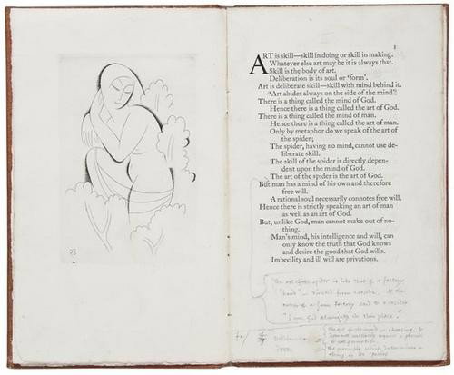 Gill (Eric) Art & Prudence:: Gill (Eric) Art & Prudence:An Essay, number 67 of 500 copies, 2 copper-engraved plates by Gill, Gill's own copy with his pencil corrections, alterations and extensive additions throughout, his