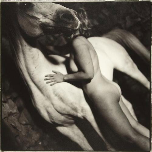 Keith Carter (b.1948) Nude and Arabian, 1996: Keith Carter (b.1948) Nude and Arabian, 1996Gelatin silver print, printed later, signed, titled and numbered 12/50 in pencil verso, 39 x 39cm (151/4 x 151/4in)