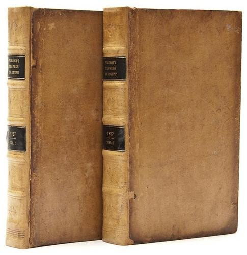 Volney (C.-F.) Travels through Syria and Egypt: Volney (C.-F.) Travels through Syria and Egypt,2 vol., half-titles, 3 folding engraved plates and 2 folding maps, some light foxing, contemporary calf, rebacked, corners rubbed, 8vo, 1787.