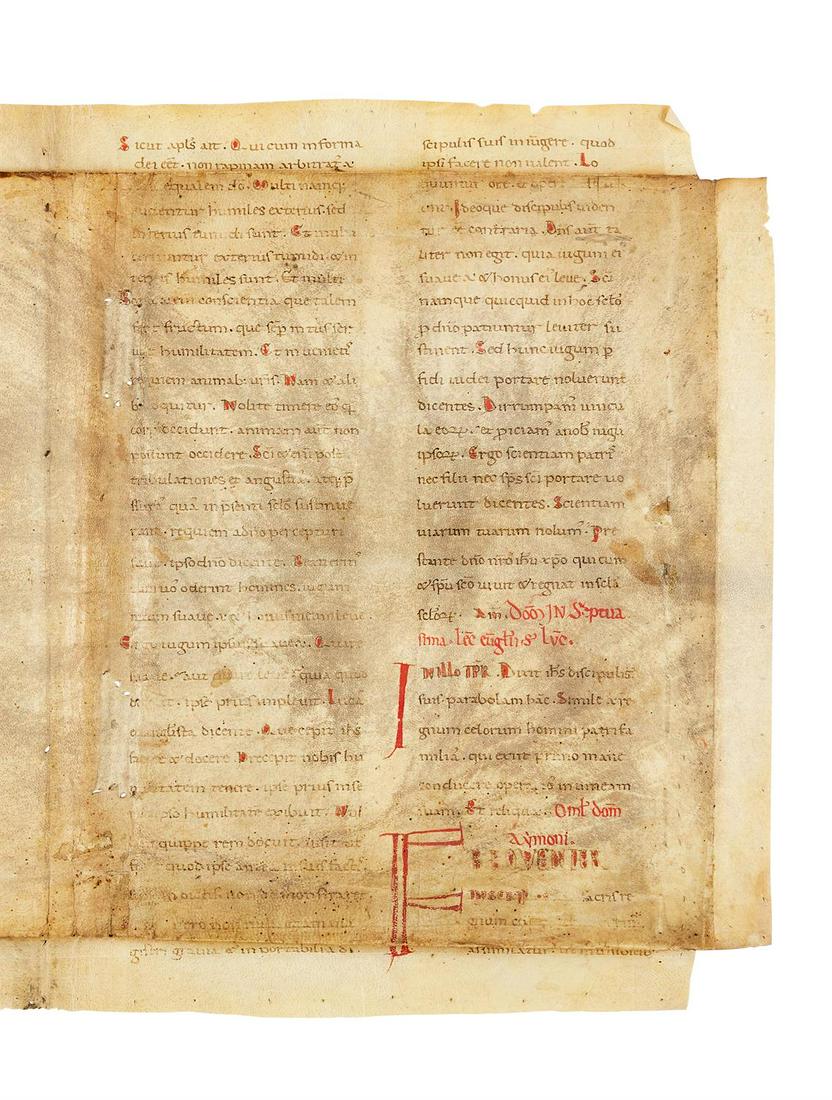 Bifolium from a Sacramentary, in Latin, manuscript on parchment (1 of 3)