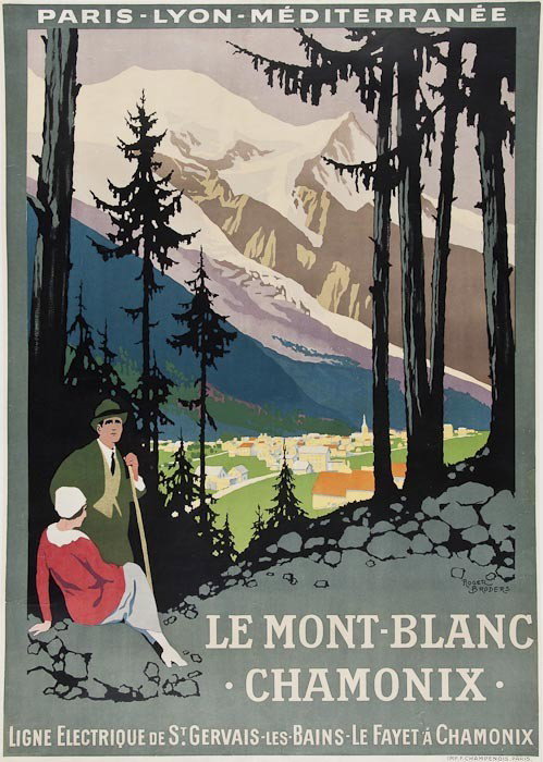 BRODERS, Roger LE MONT-BLANC. CHAMONIX: BRODERS, Roger LE MONT-BLANC. CHAMONIXlithograph in colours, c.1924, printed by F.Champenois, Paris cond. B, backed on linen 40 x 28in. (102 x 72cm.)