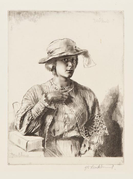 Gerald Leslie Brockhurst La Casquin de Laine: Gerald Leslie Brockhurst La Casquin de Laine,etching, 1932, final state of 4, signed in pencil, lower right, signed in reverse in plate, upper right, 1 of 76 impressions, 200 x 150mm (8 x 6 in