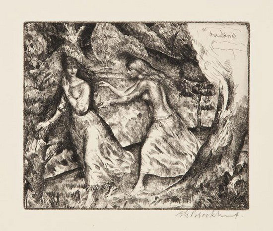 Gerald Leslie Brockhurst In the Wood: Gerald Leslie Brockhurst In the Wood,etching, 1920, only state, signed in pencil, lower right, signed in reverse in the plate, upper right, 1 of 111 impressions, 125 x 150mm (5 x 6 in), unfram