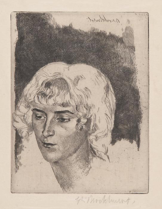 Gerald Leslie Brockhurst Zelie: Gerald Leslie Brockhurst Zelie,etching, 1920, only state, signed in pencil, lower right, signed in reverse in the plate, upper right, 1 of 40 impressions, 115 x 90mm (4 1/2 x 3 1/2 in), unfram