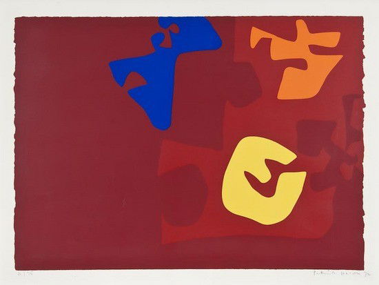 Patrick Heron (1920-1999): Patrick Heron (1920-1999) Untitled, silkscreen printed in colours, 1972, signed in pencil, numbered 21/75, as included in the Rothko memorial portfolio, with full margins, 676 x 904mm (26 5/8