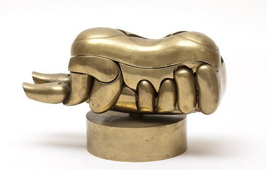 Miguel Ortiz Berrocal (1933-2006): Miguel Ortiz Berrocal (1933-2006) Romeo and Juliet, the polished interlocking brass multiple, 1967, stamp signed and numbered 1368 on the underside, 250 x 155mm (10 x 6in)
